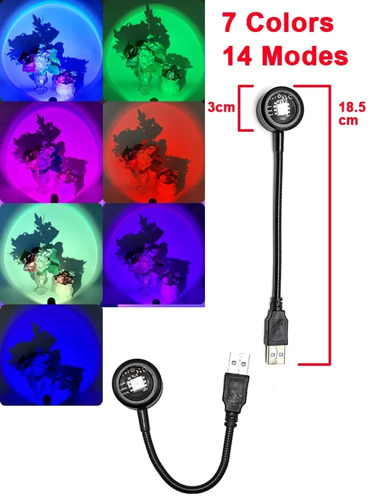 USB Sunset Light LED Rainbow Neon Night Lamp Sunset Projector Self Photography Light Wall Atmosphere Lighting For Bedroom Decor