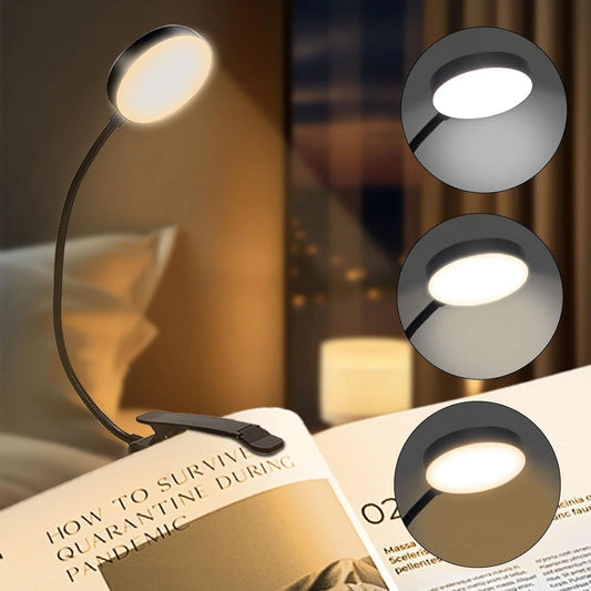 Led Book Light USB Rechargeable Reading Light Warm Cool White Daylight Portable Flexible Easy Clip Night Reading Lamp