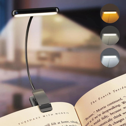 Led Book Light USB Rechargeable Reading Light Warm Cool White Daylight Portable Flexible Easy Clip Night Reading Lamp